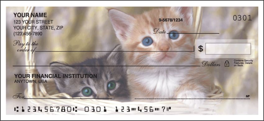 Enlarged view of cute kittens side tear checks