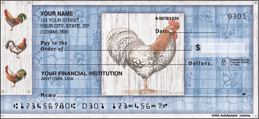 Enlarged view of roosters checks