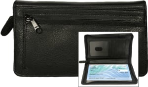 Black Zippered Leather Checkbook Organizer – click to view product detail page