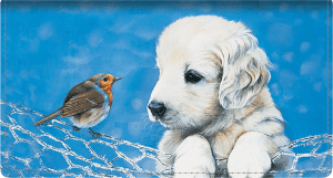 Enlarged view of puppy tales checkbook cover