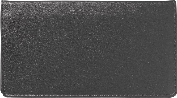 Genuine Leather Checkbook Cover - Black