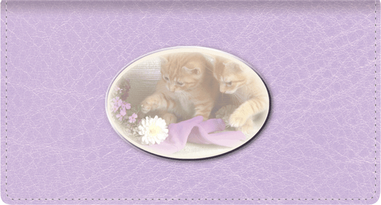 Cute Kittens Leather Side Tear Style Checkbook Cover