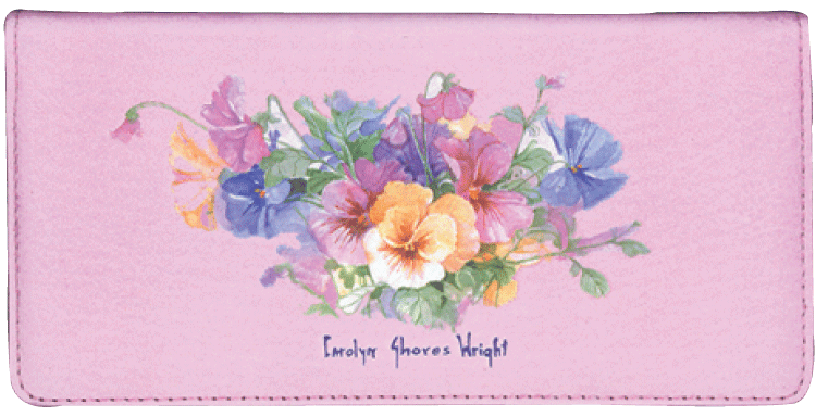 Pansies Leather Side Tear Style Checkbook Cover