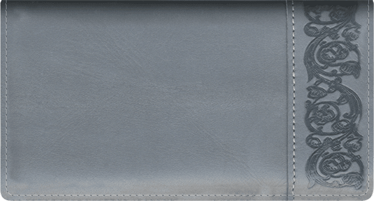 Premium Gray Leather Checkbook Cover