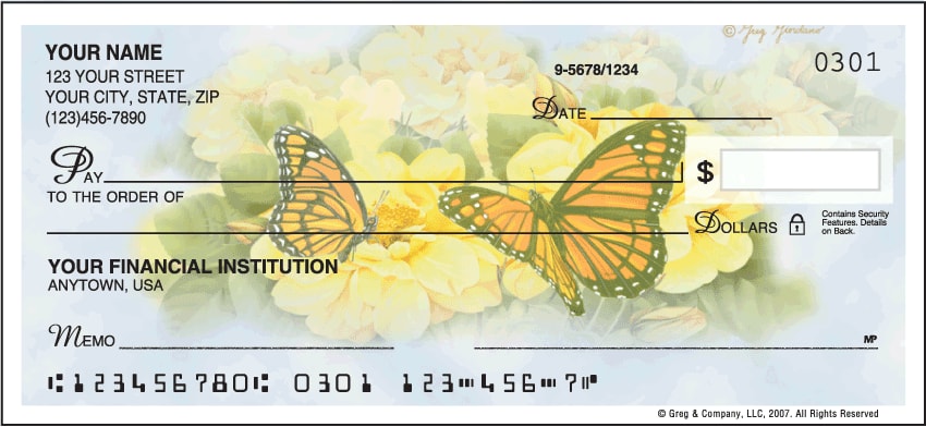 Butterfly Blooms Side Tear Checks - 1 box - Duplicates